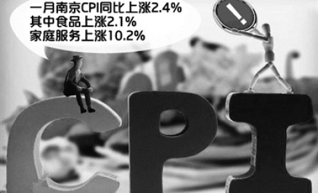 南京上月CPI涨百分之2.4家庭服务贵一成